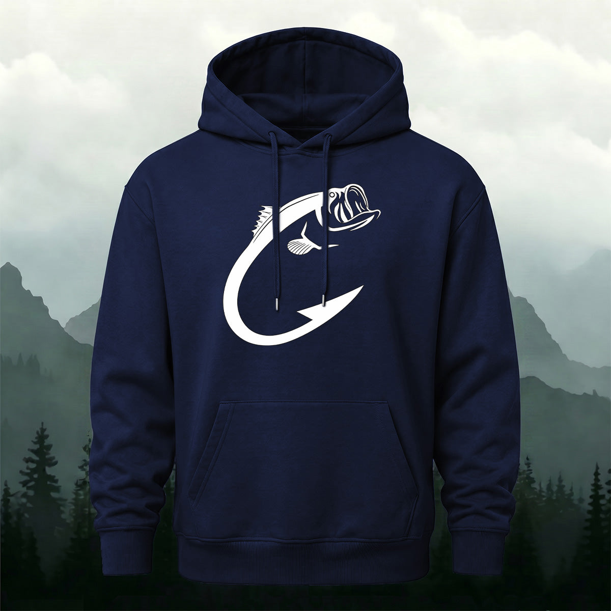 Cotton Blend Minimalist Fish Pattern Natural Casual Hoodie