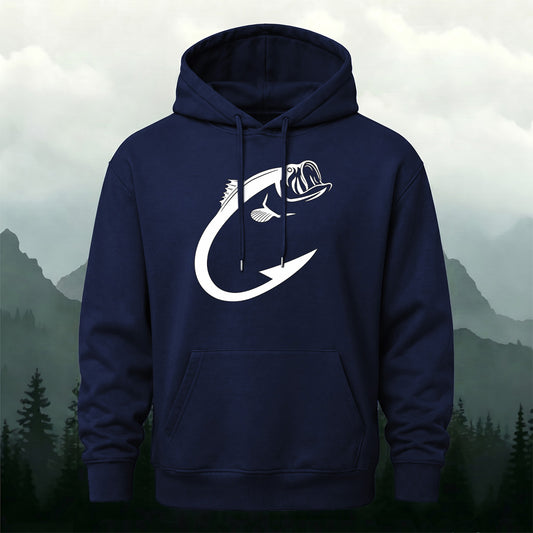 Cotton Blend Minimalist Fish Pattern Natural Casual Hoodie