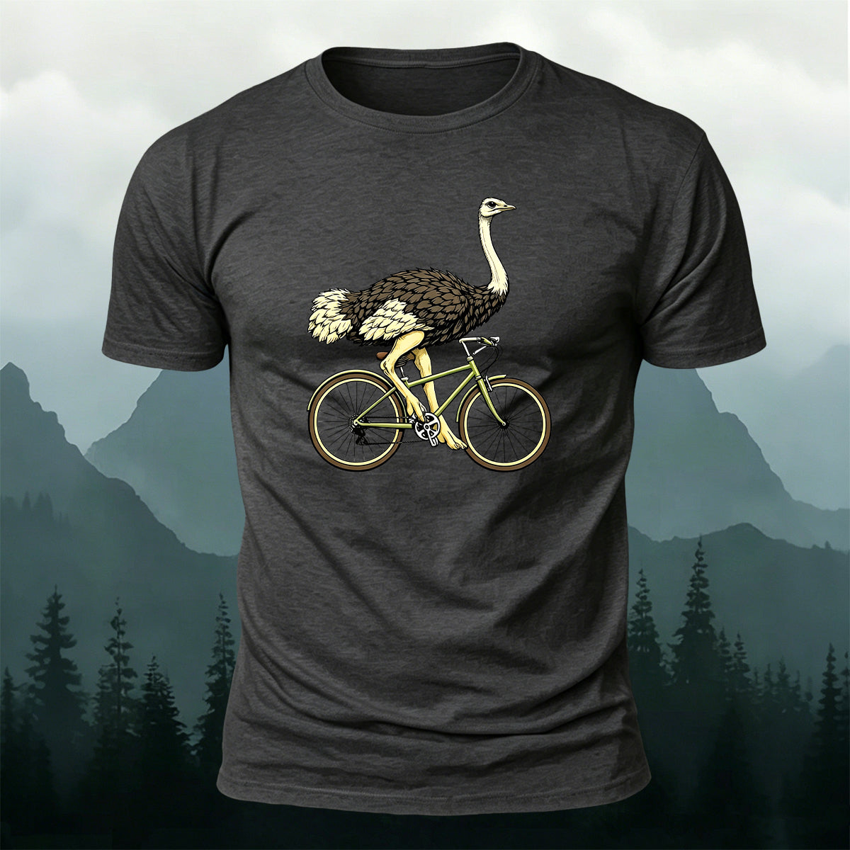 Ostrich Riding Fun Leisure 100% Cotton T-Shirt