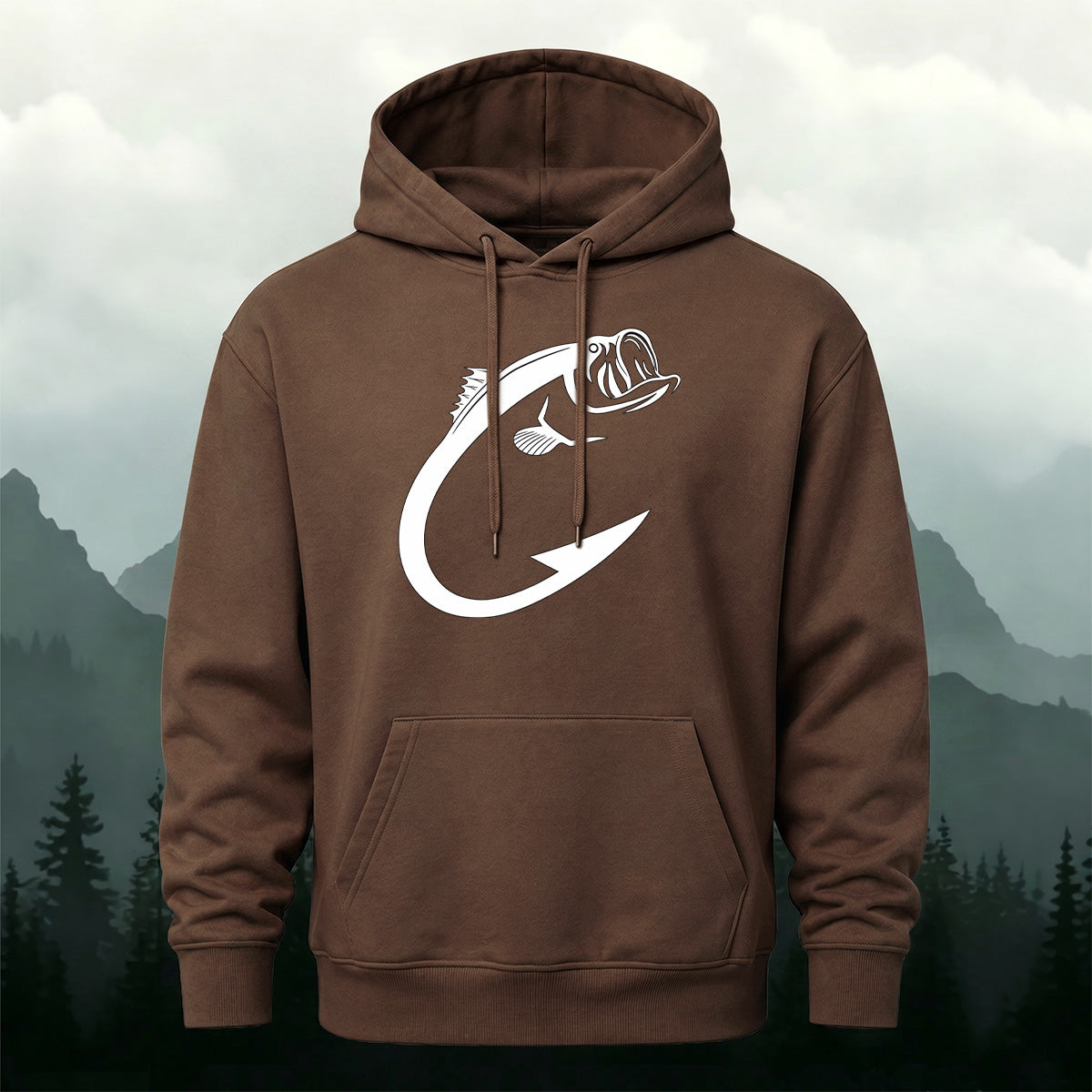 Cotton Blend Minimalist Fish Pattern Natural Casual Hoodie