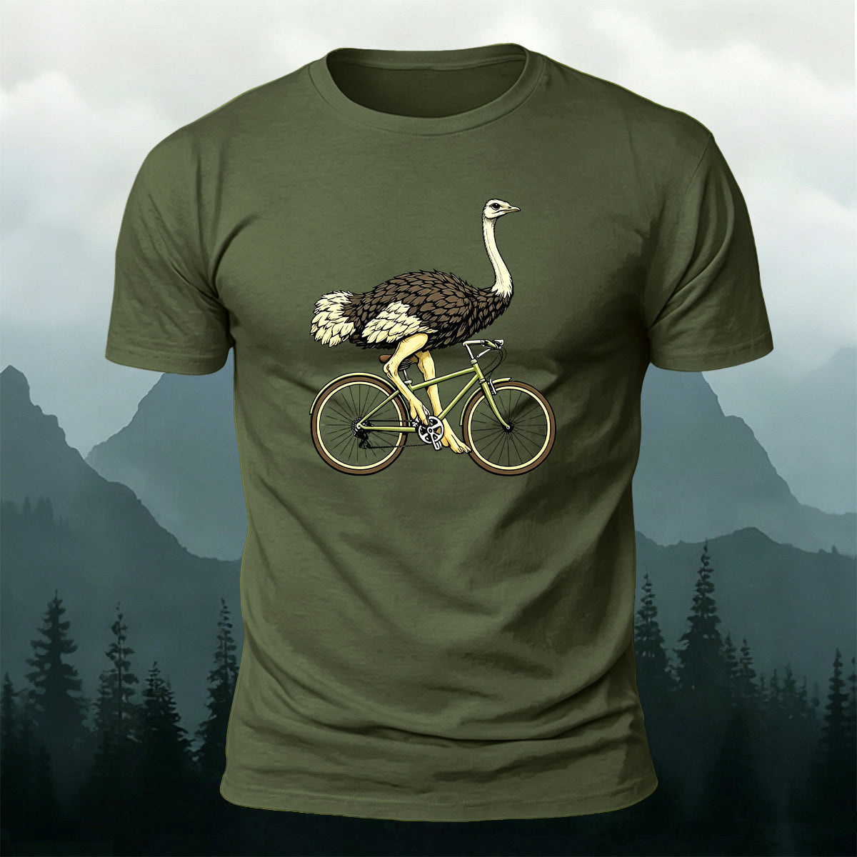 Ostrich Riding Fun Leisure 100% Cotton T-Shirt