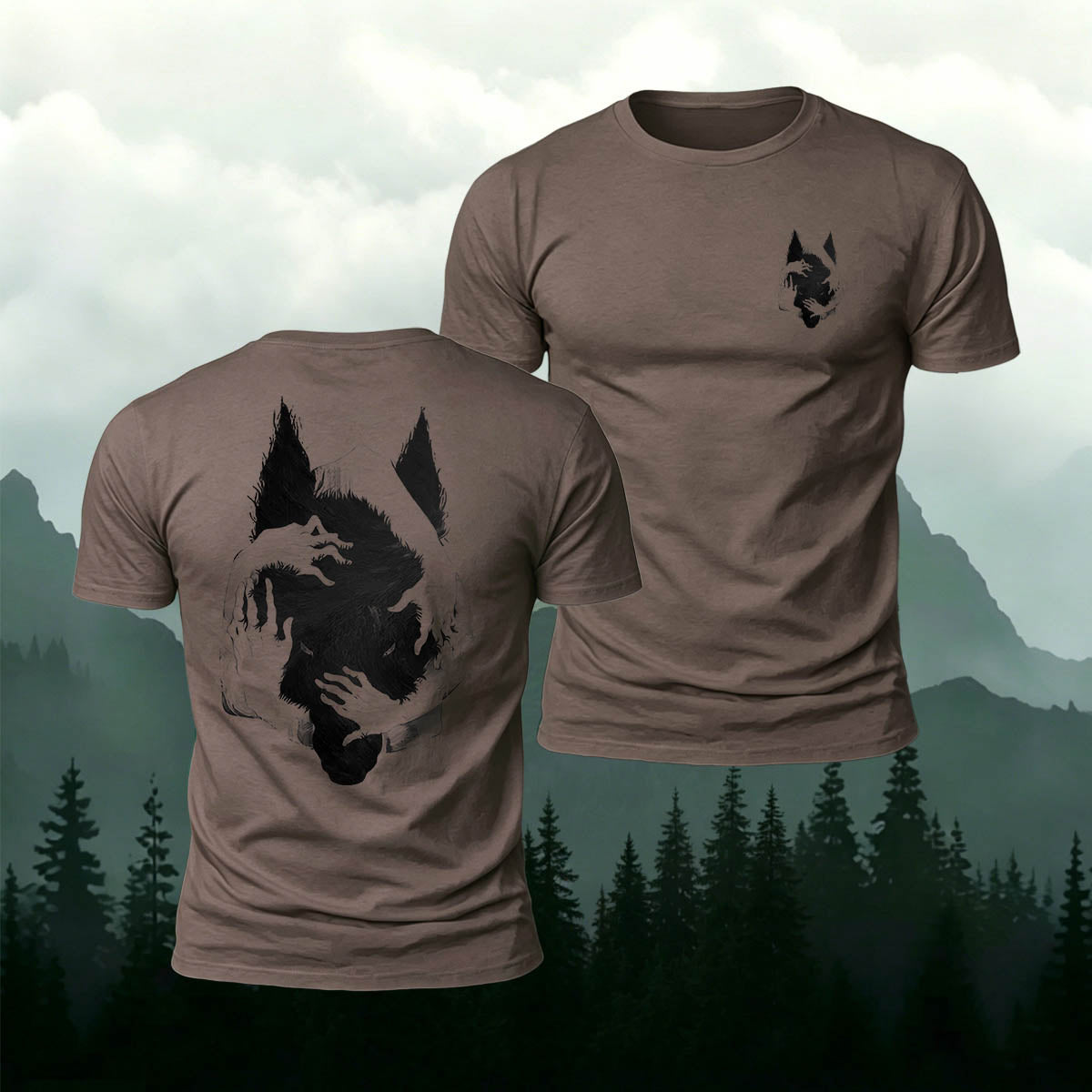 Confinement Wolf-Head Print Casual Cotton T-Shirt