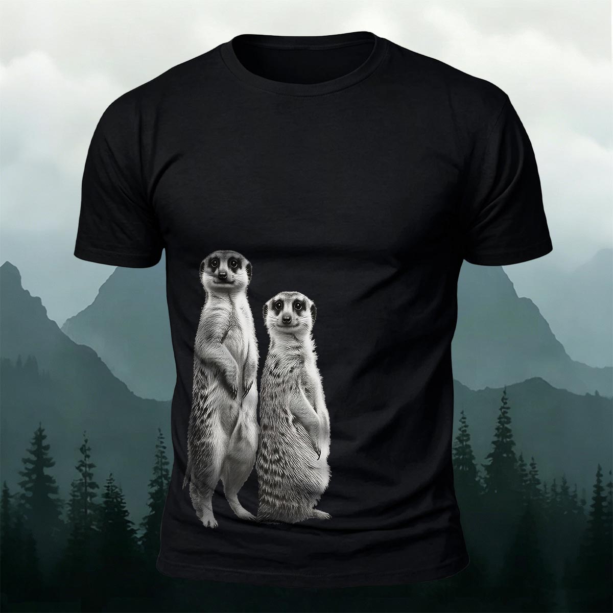 Cute Meerkat Print Cotton Casual T-Shirt