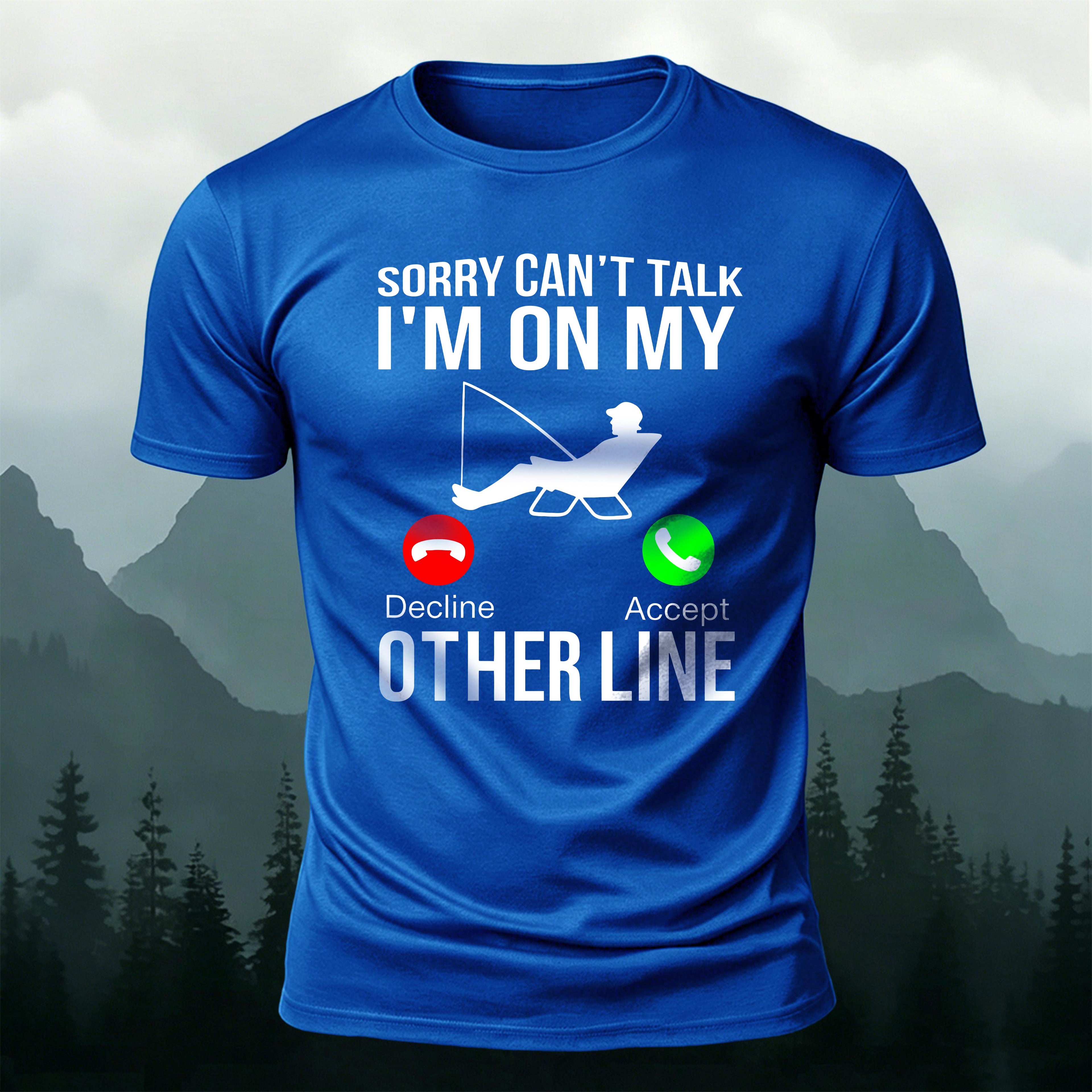 Obsessed with Fishing Pattern Skin-friendly T-shirt Blue