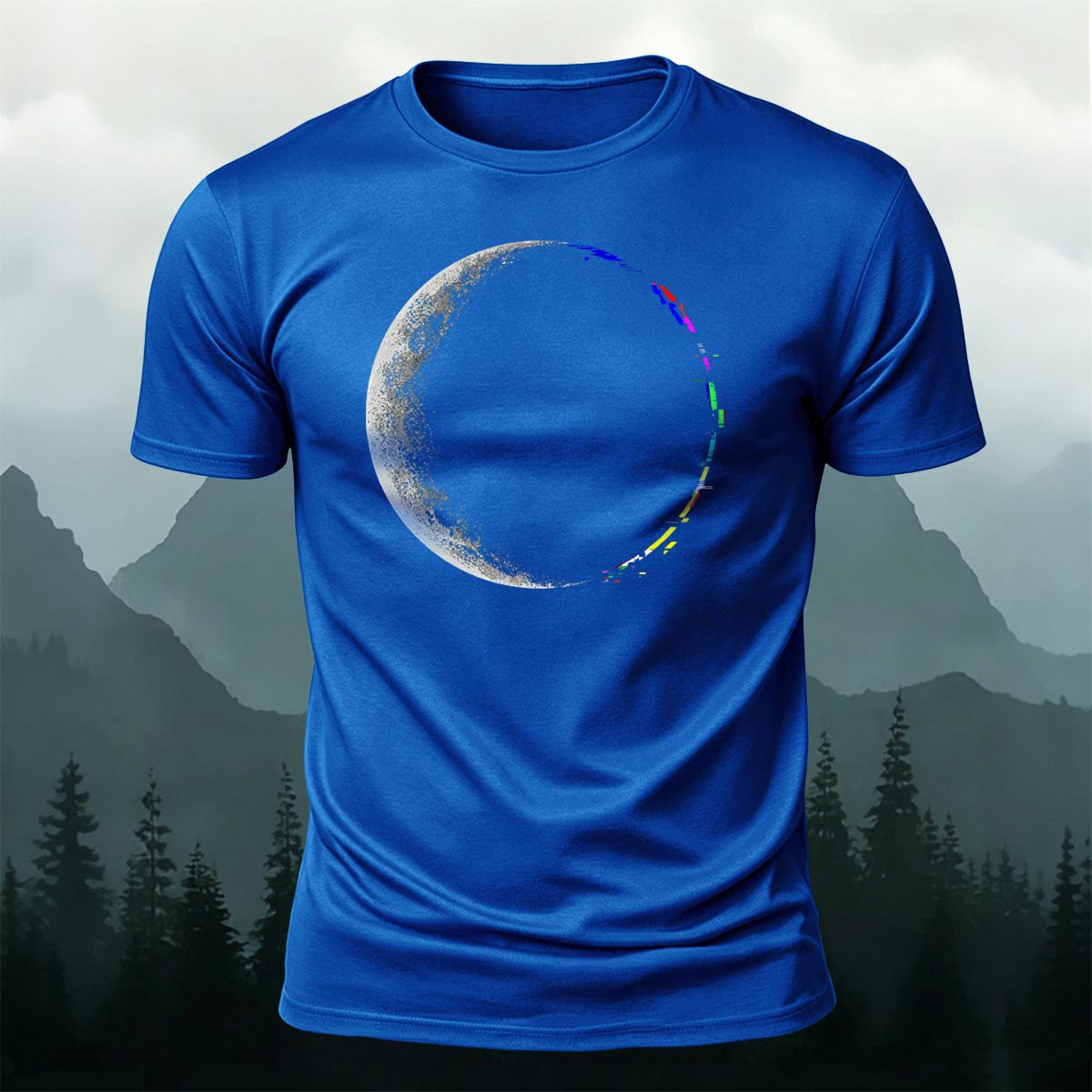 Lunar Eclipse Fashion Print Casual Cotton T-Shirt