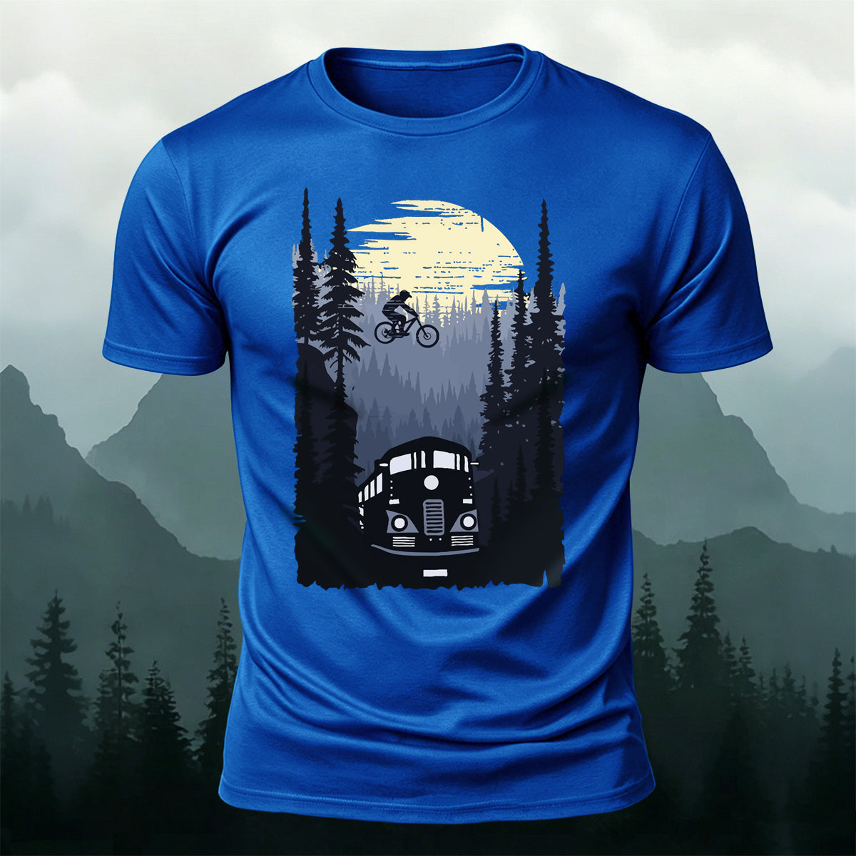 Mountain Biking Print Outdoor Trendy Casual Tee