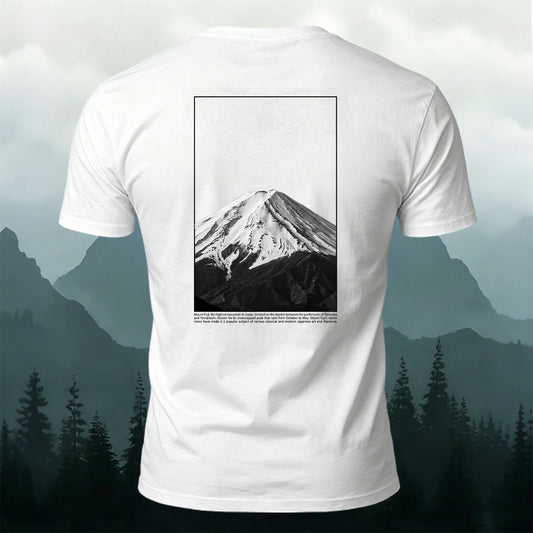 Cotton Minimalist Monochrome Fuji Mountain Casual Tee