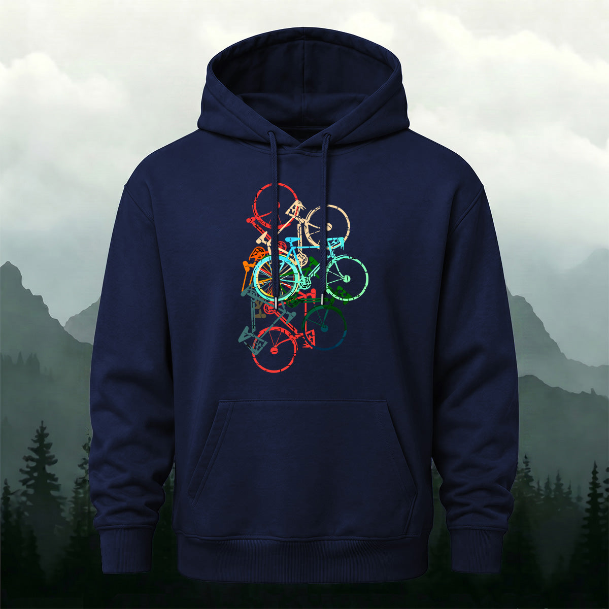 Cotton Blend Colorful Bicycle Trendy Casual Hoodie