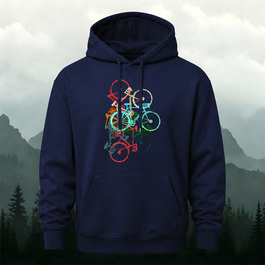 Cotton Blend Colorful Bicycle Trendy Casual Hoodie
