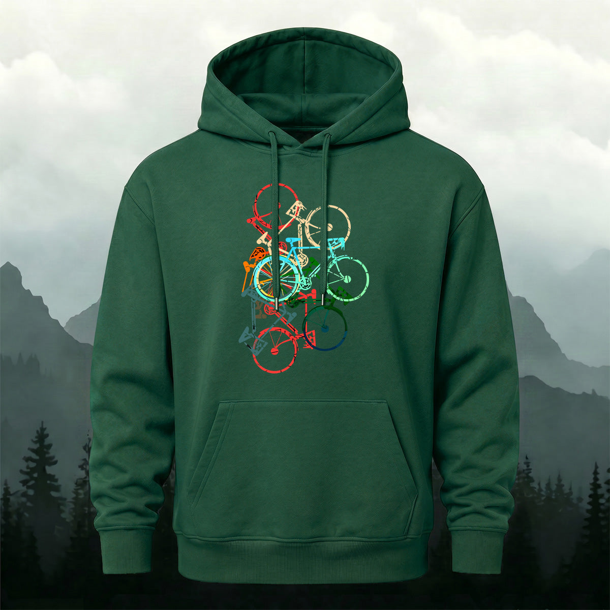 Cotton Blend Colorful Bicycle Trendy Casual Hoodie