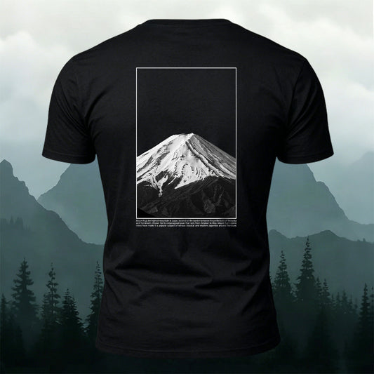 Cotton Minimalist Monochrome Fuji Mountain Casual Tee