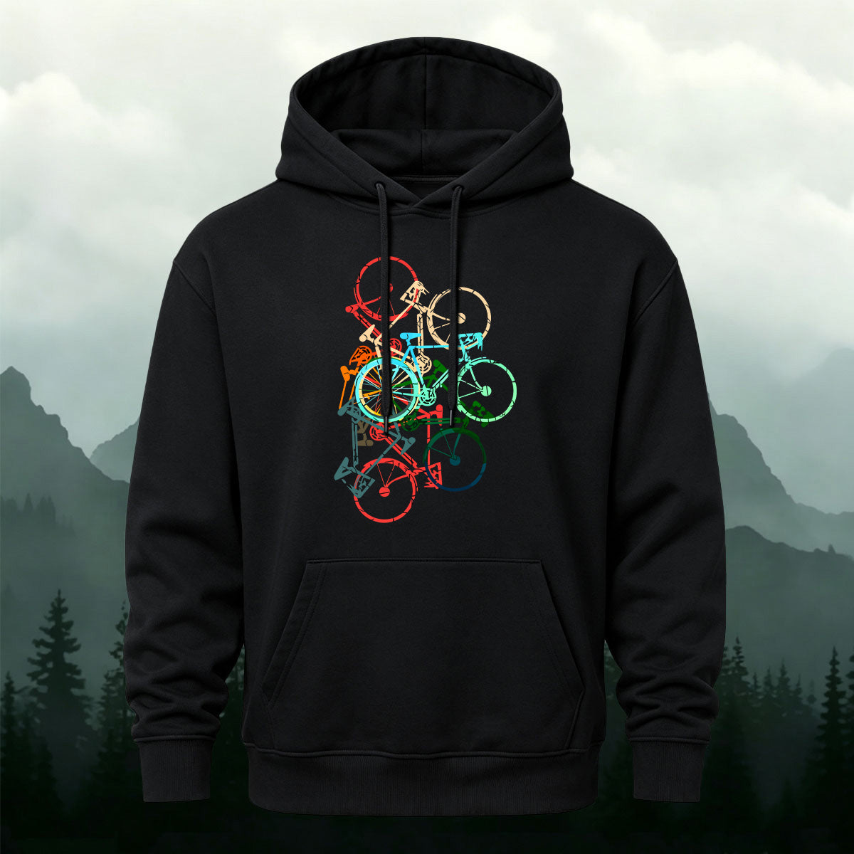 Cotton Blend Colorful Bicycle Trendy Casual Hoodie