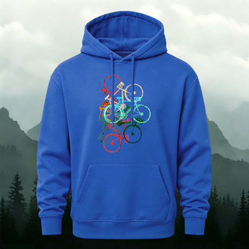 Cotton Blend Colorful Bicycle Trendy Casual Hoodie