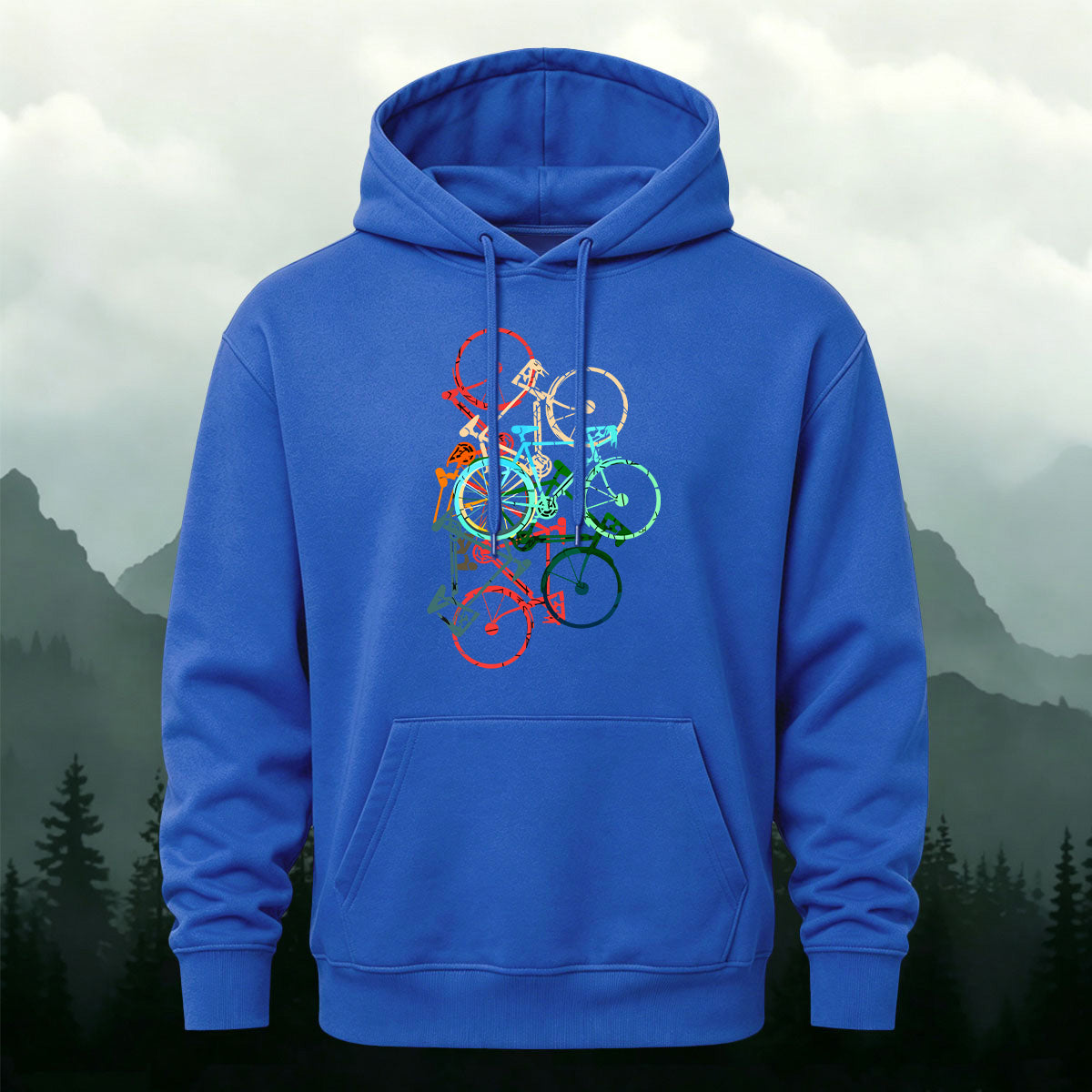Cotton Blend Colorful Bicycle Trendy Casual Hoodie