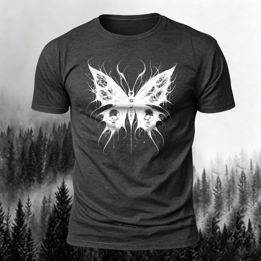 100% Cotton Dark Skull Butterfly Trendy Casual Tee