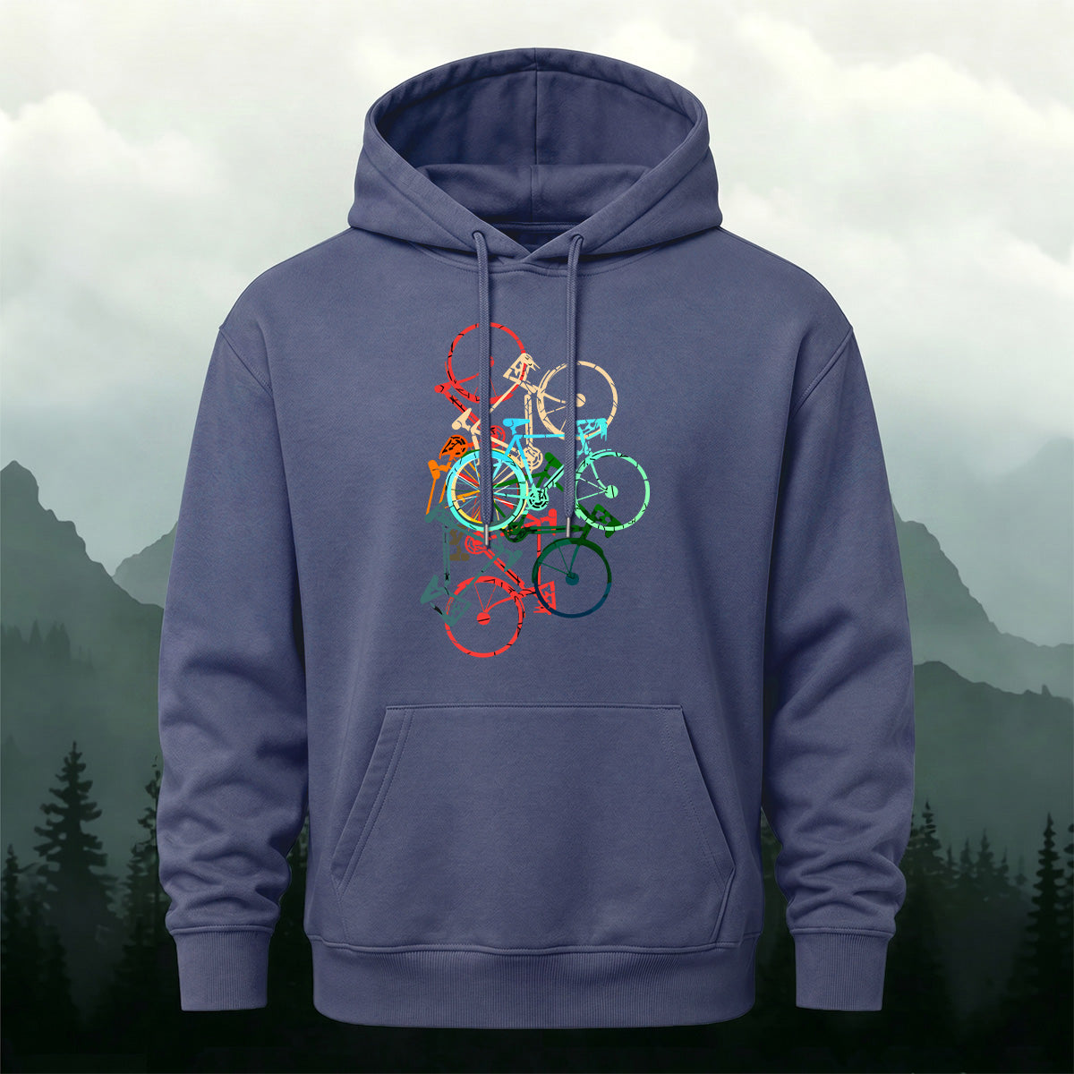 Cotton Blend Colorful Bicycle Trendy Casual Hoodie