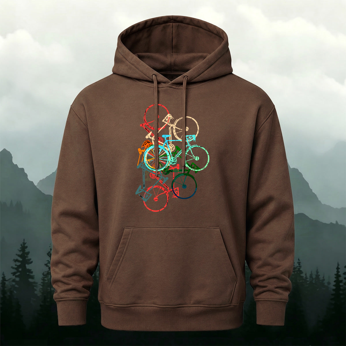 Cotton Blend Colorful Bicycle Trendy Casual Hoodie