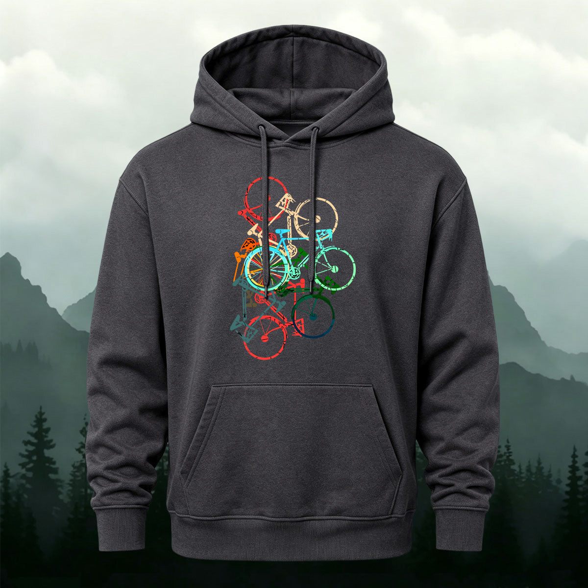 Cotton Blend Colorful Bicycle Trendy Casual Hoodie