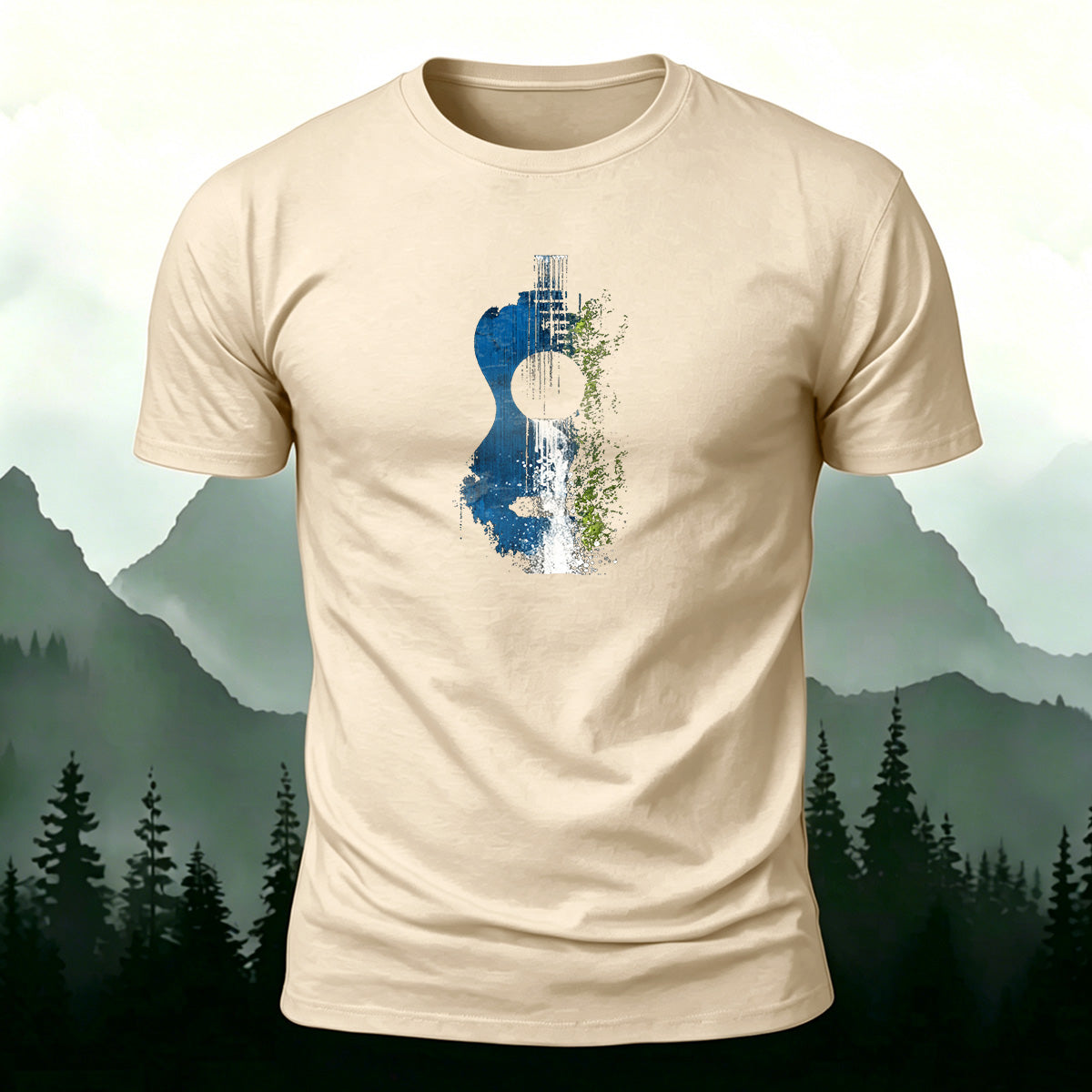 Special Waterfall Print Natural Style Casual T-shirt