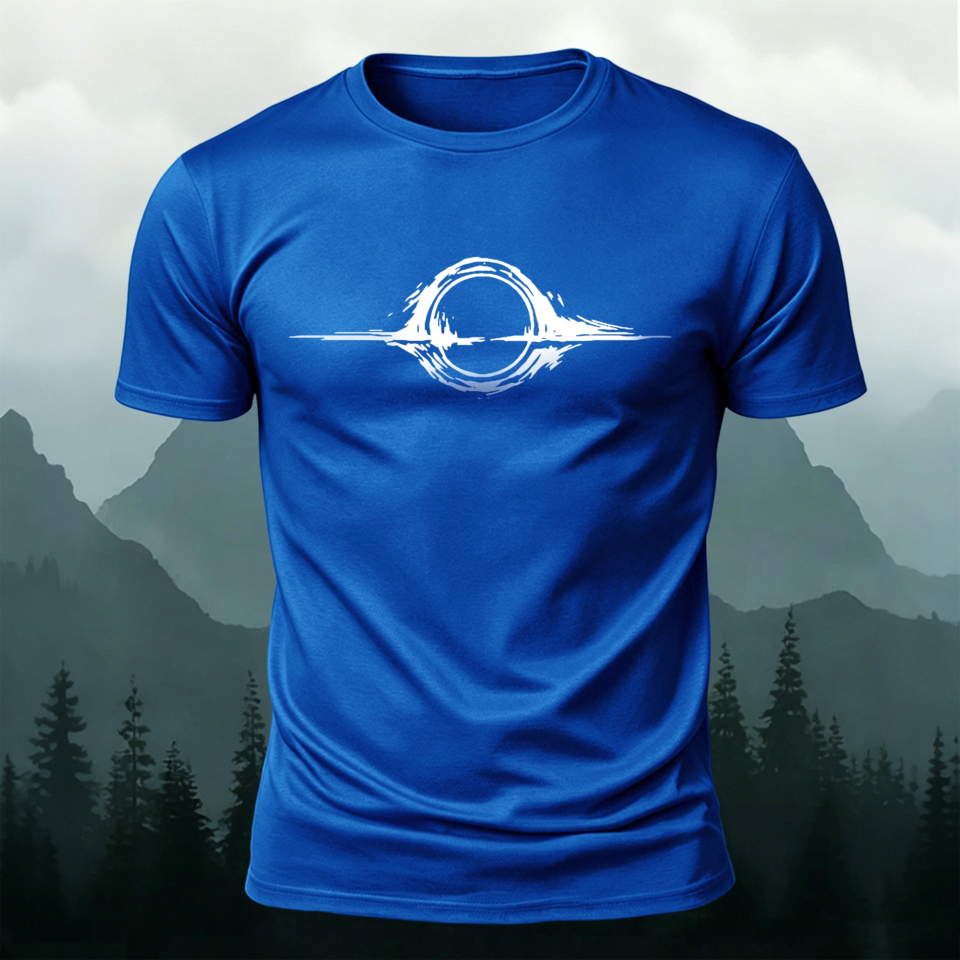 Cool Minimalist Graphics Mountain-Style Casual T-Shirt Blue