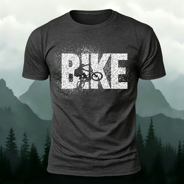 Bike Letter Print fashionable Breathable Material T-Shirt Dark Grey