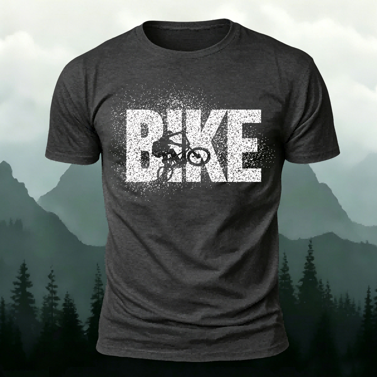 Bike Letter Print fashionable Breathable Material T-Shirt Dark Grey