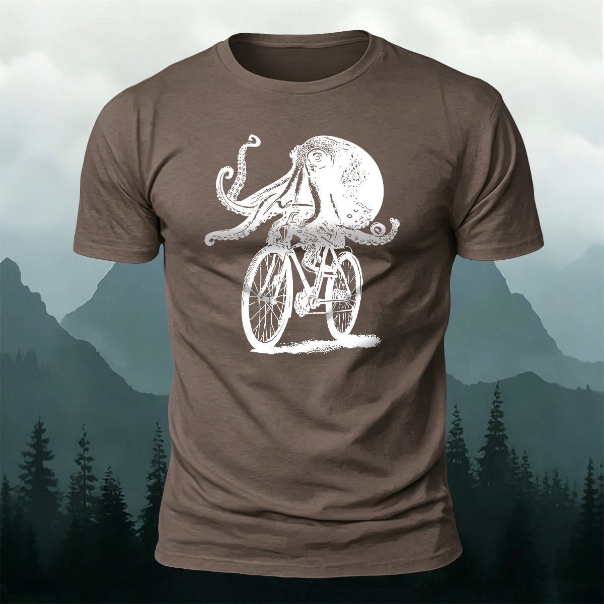 Octopus Cycling Fun Graphic 100% Cotton T-Shirt