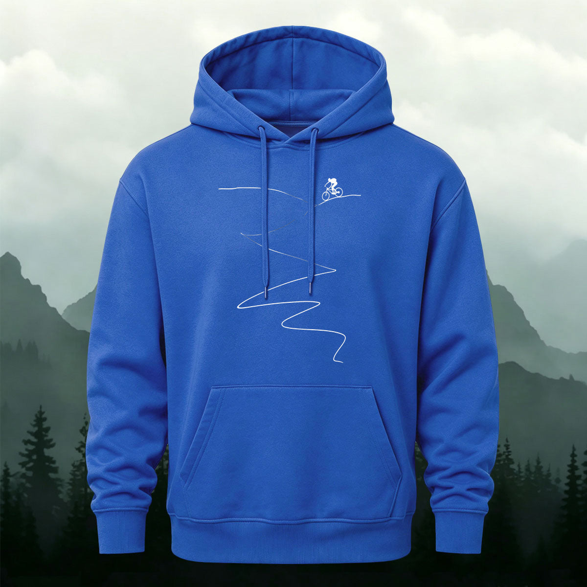 Cotton Blend Simple Cycling Lines Fashion Casual Hoodie