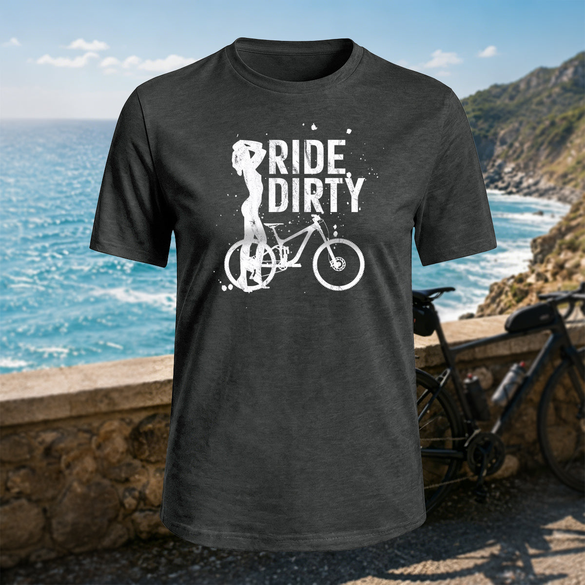 100% Cotton Cycling Silhouette Graphic Casual T-Shirt