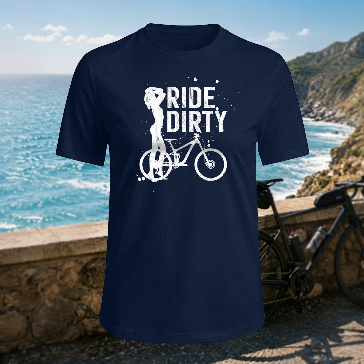 100% Cotton Woman Cycling Silhouette Graphic Casual T-Shirt