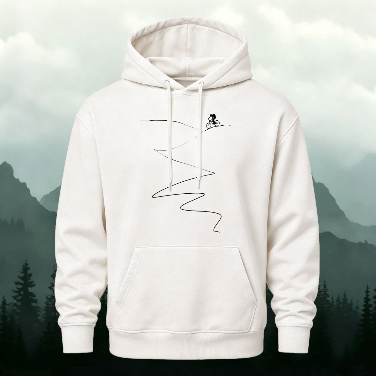Cotton Blend Simple Cycling Lines Fashion Casual Hoodie