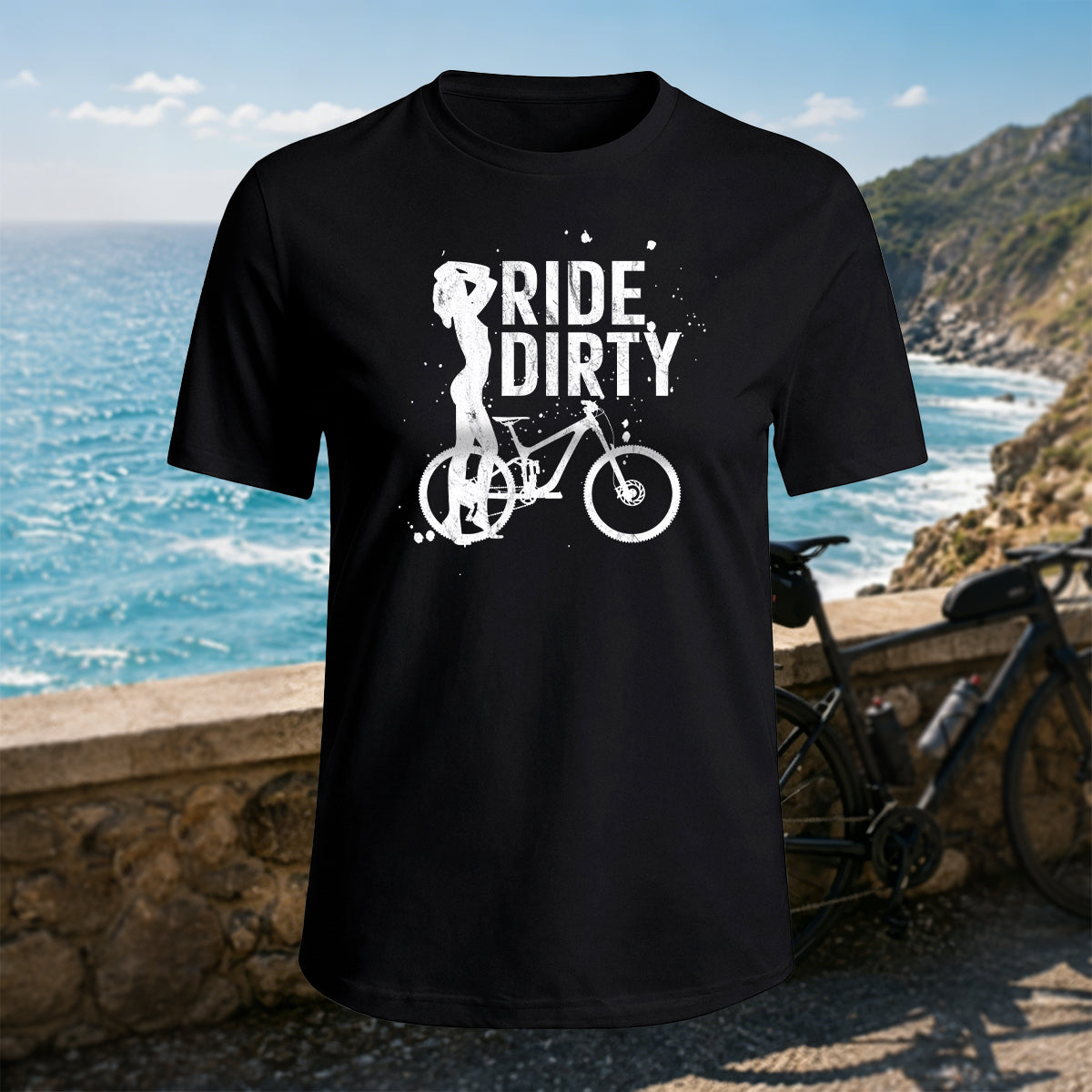 100% Cotton Woman Cycling Silhouette Graphic Casual T-Shirt