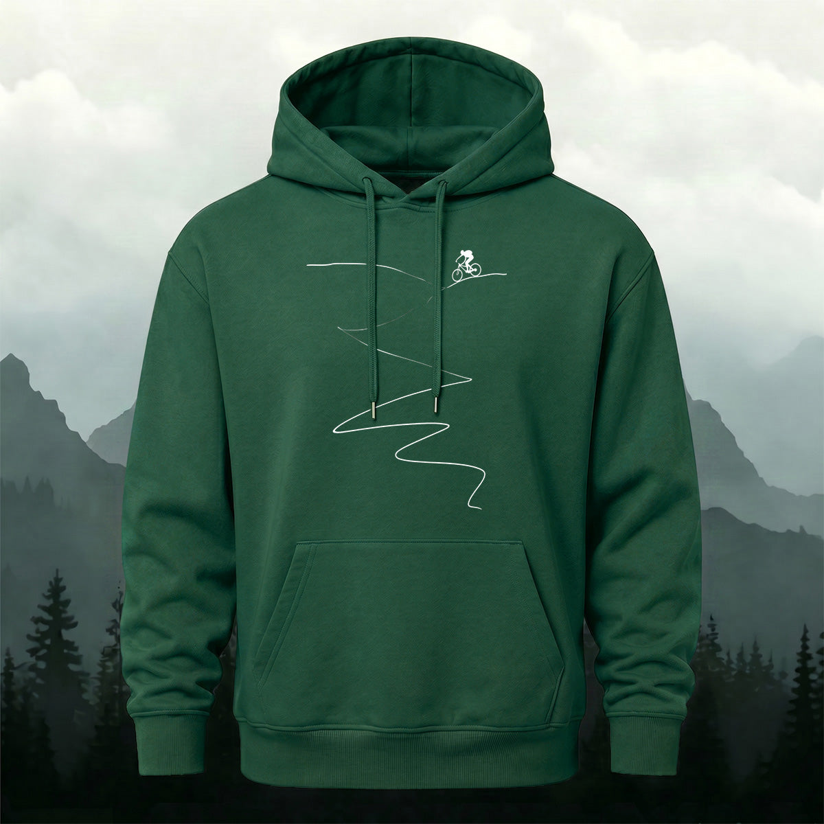 Cotton Blend Simple Cycling Lines Fashion Casual Hoodie