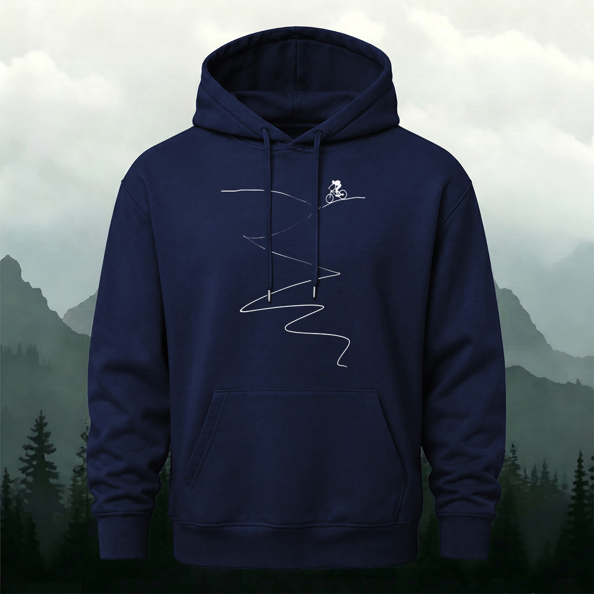 Cotton Blend Simple Cycling Lines Fashion Casual Hoodie
