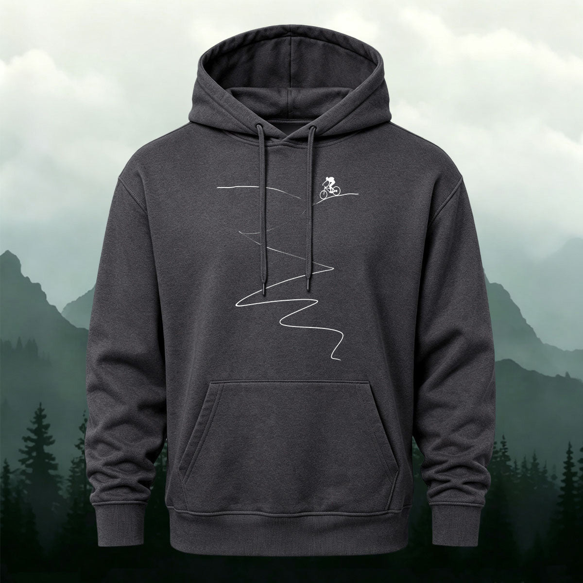 Cotton Blend Simple Cycling Lines Fashion Casual Hoodie