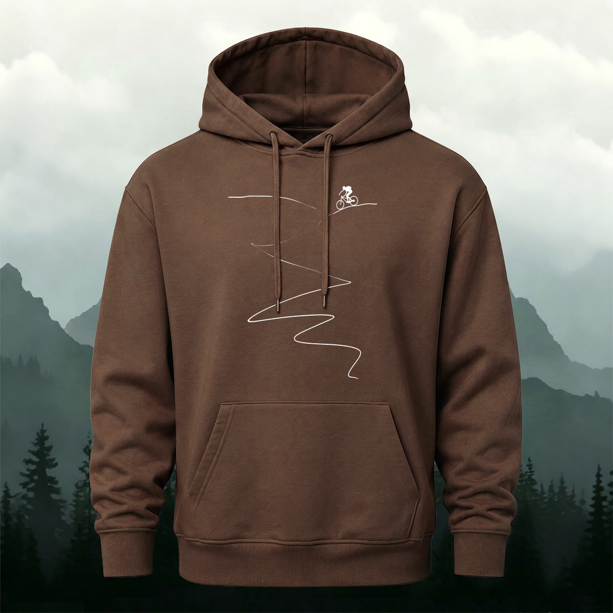 Cotton Blend Simple Cycling Lines Fashion Casual Hoodie