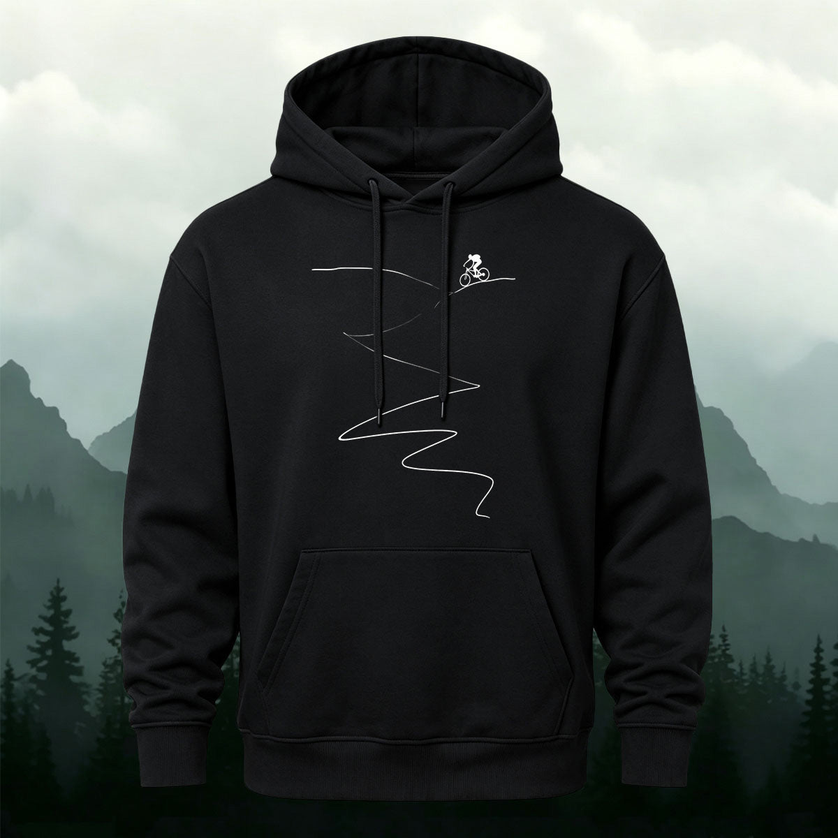 Cotton Blend Simple Cycling Lines Fashion Casual Hoodie