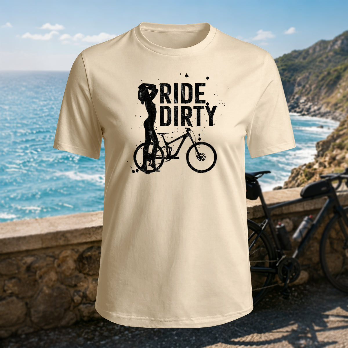 100% Cotton Woman Cycling Silhouette Graphic Casual T-Shirt