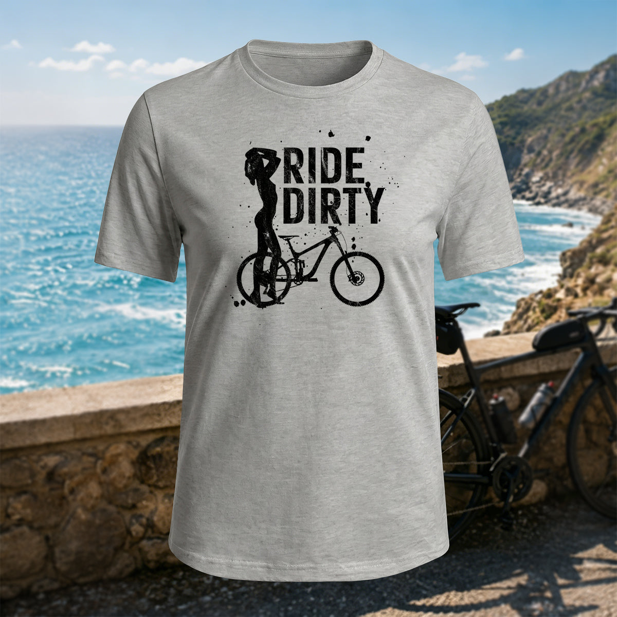 100% Cotton Woman Cycling Silhouette Graphic Casual T-Shirt