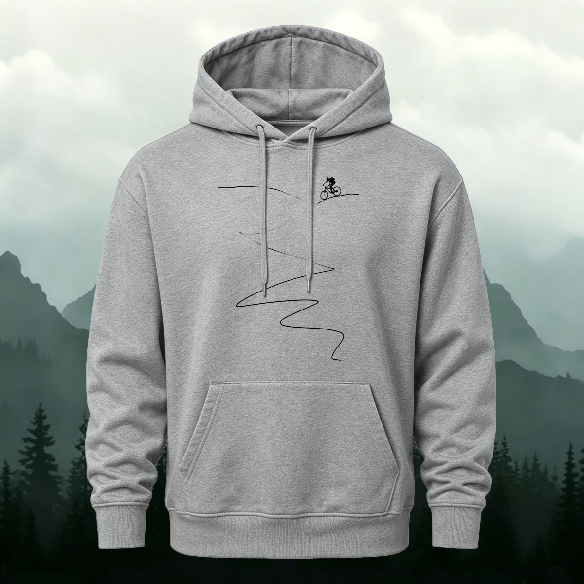Cotton Blend Simple Cycling Lines Fashion Casual Hoodie
