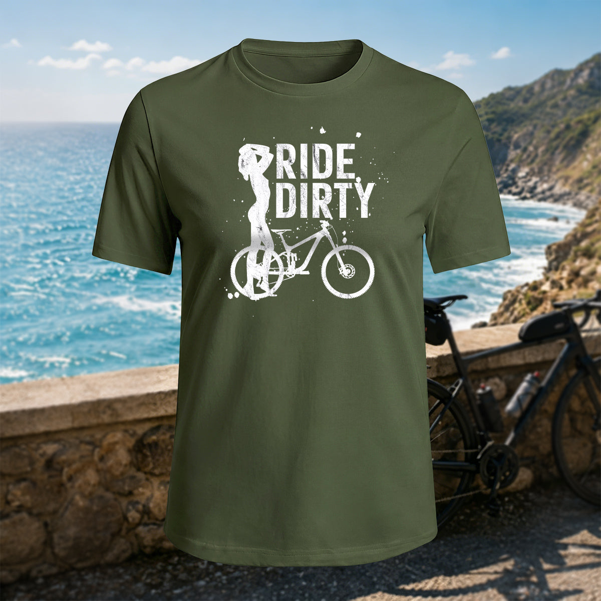 100% Cotton Woman Cycling Silhouette Graphic Casual T-Shirt