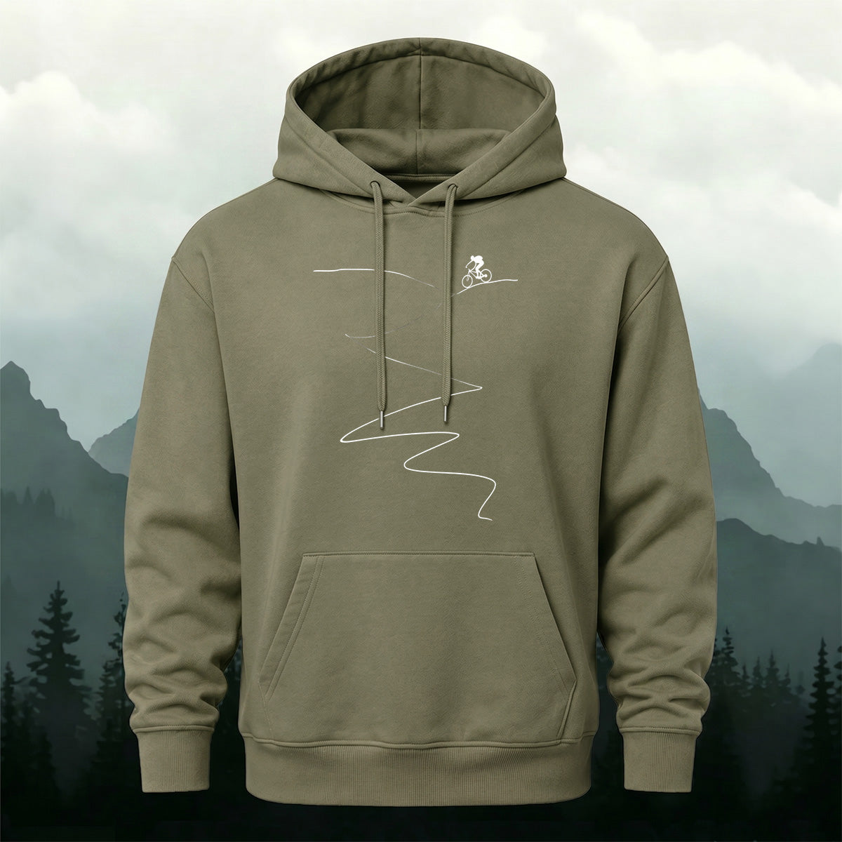 Cotton Blend Simple Cycling Lines Fashion Casual Hoodie
