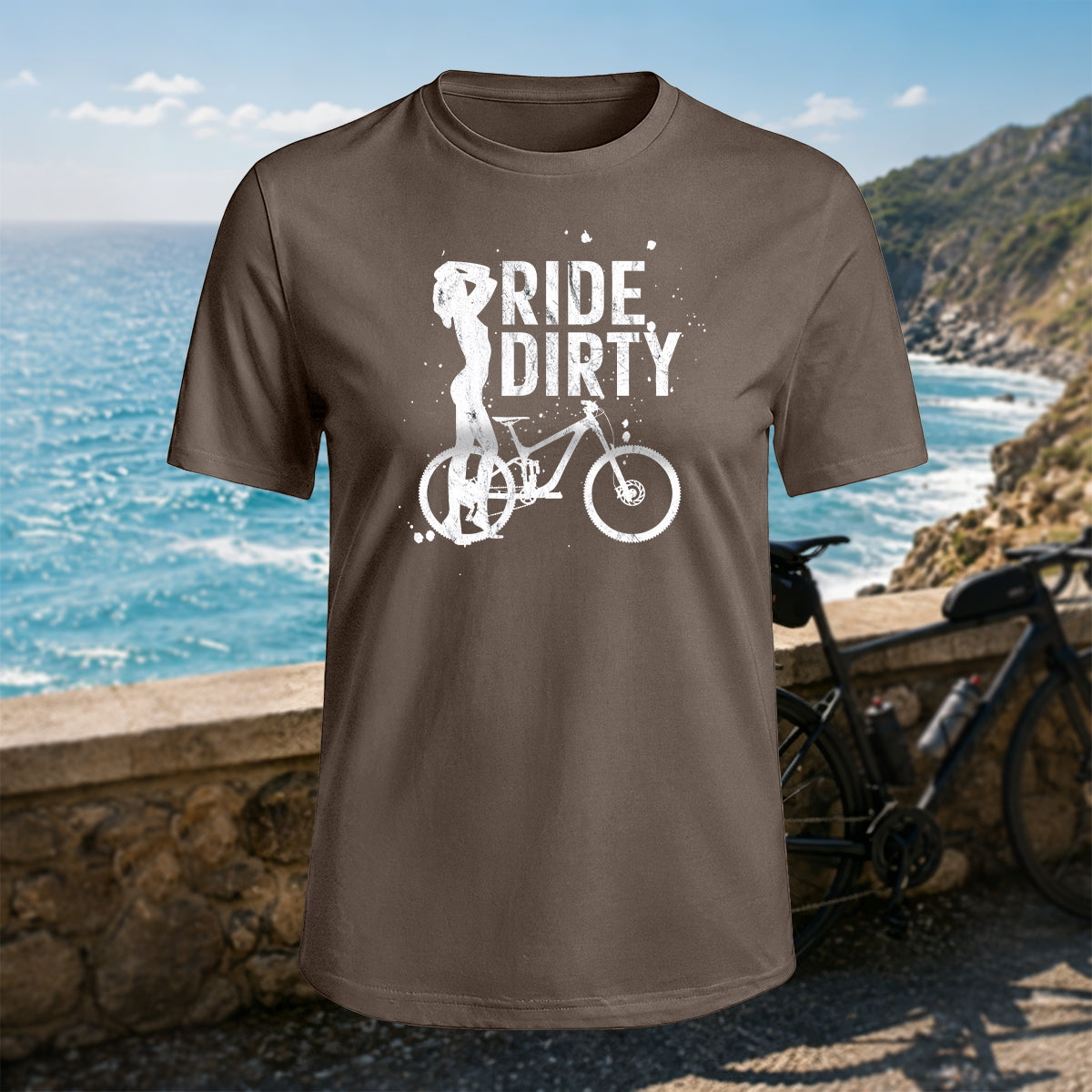 100% Cotton Woman Cycling Silhouette Graphic Casual T-Shirt