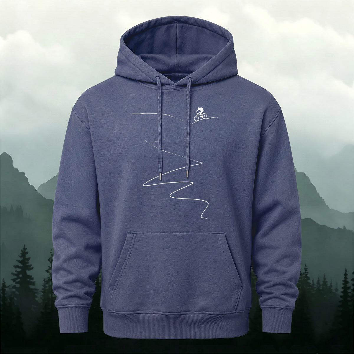 Cotton Blend Simple Cycling Lines Fashion Casual Hoodie