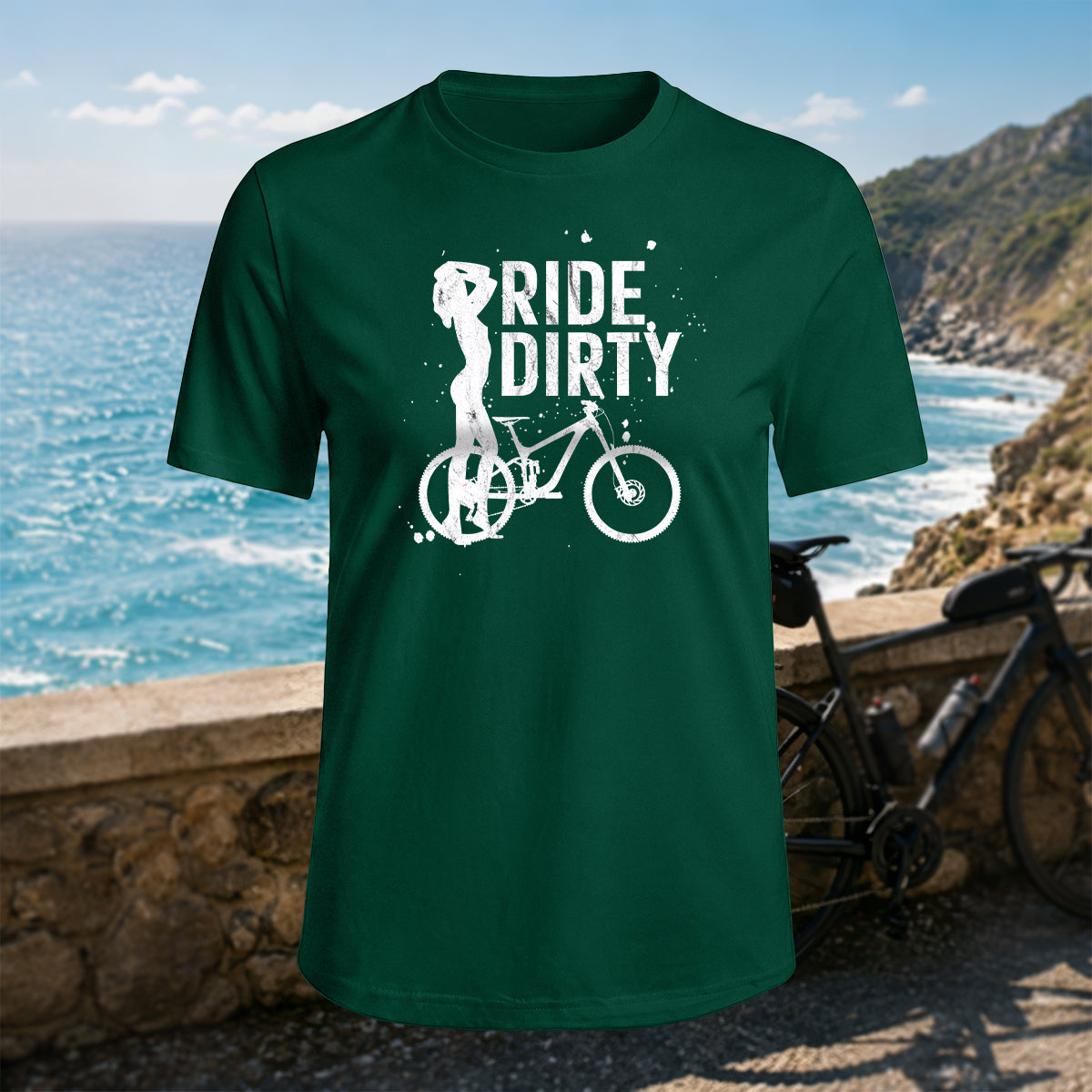 100% Cotton Woman Cycling Silhouette Graphic Casual T-Shirt