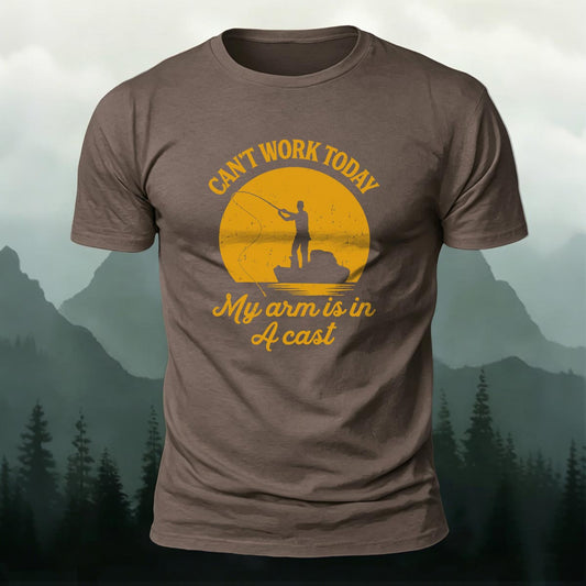 Premium Cotton Fishing Silhouette Print Casual T-Shirt