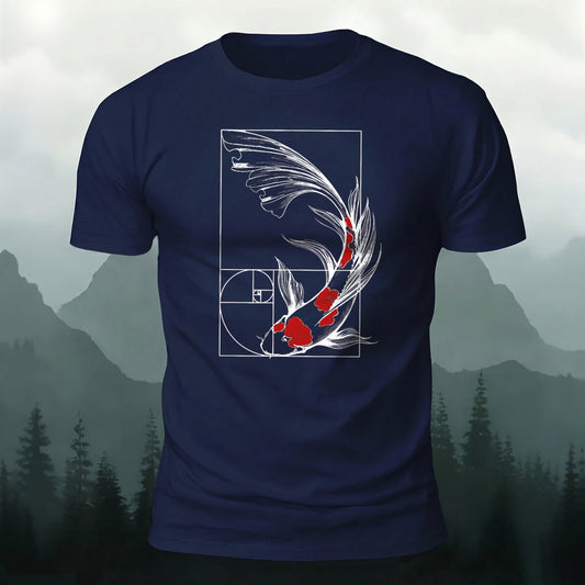 Soft Cotton Golden Ratio Goldfish-Print Casual T-Shirt