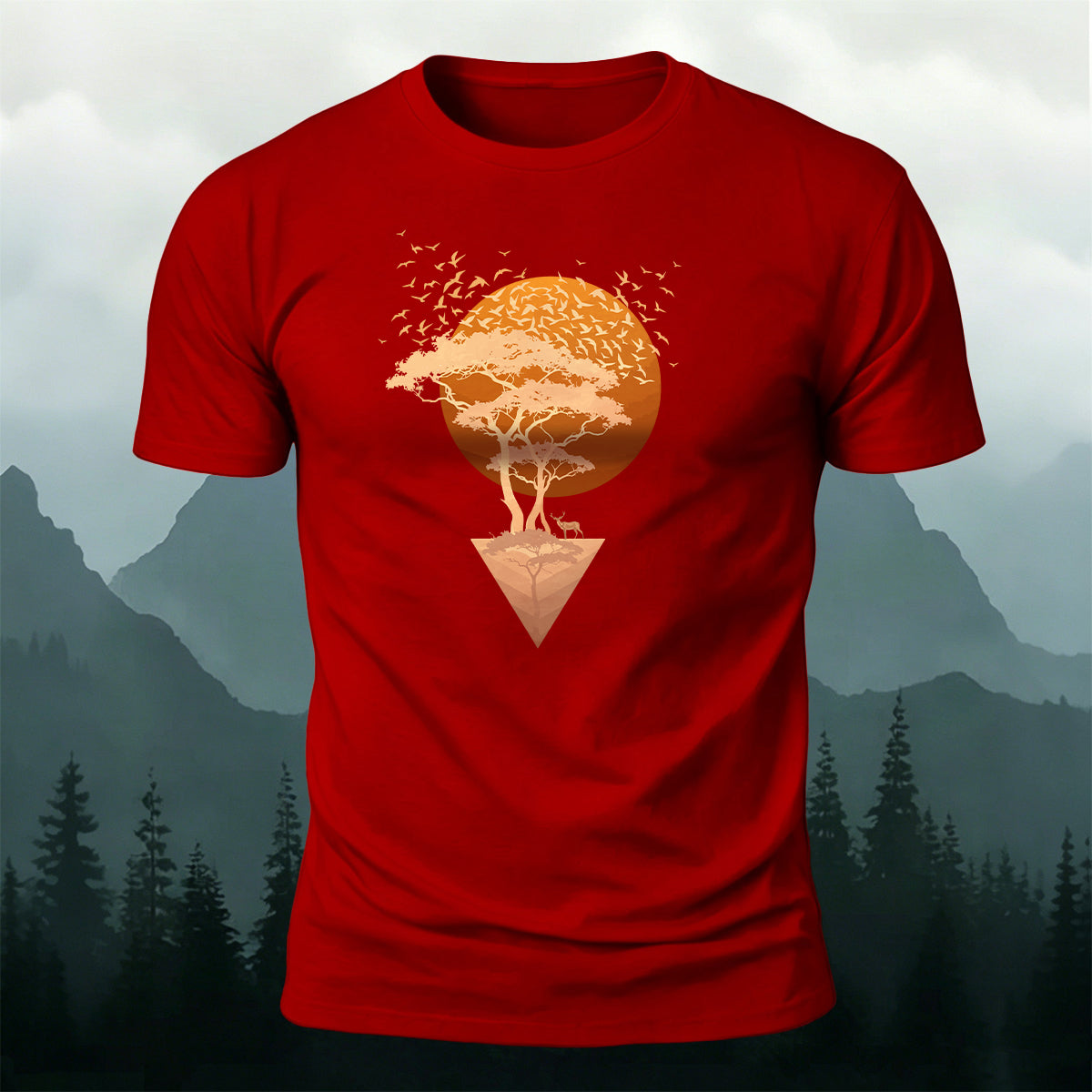 Sunset Forest 100% Cotton Casual T-Shirt
