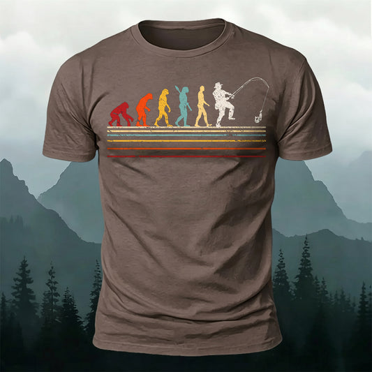 Soft Cotton Fisherman Colorful Silhouette Print Casual Tee