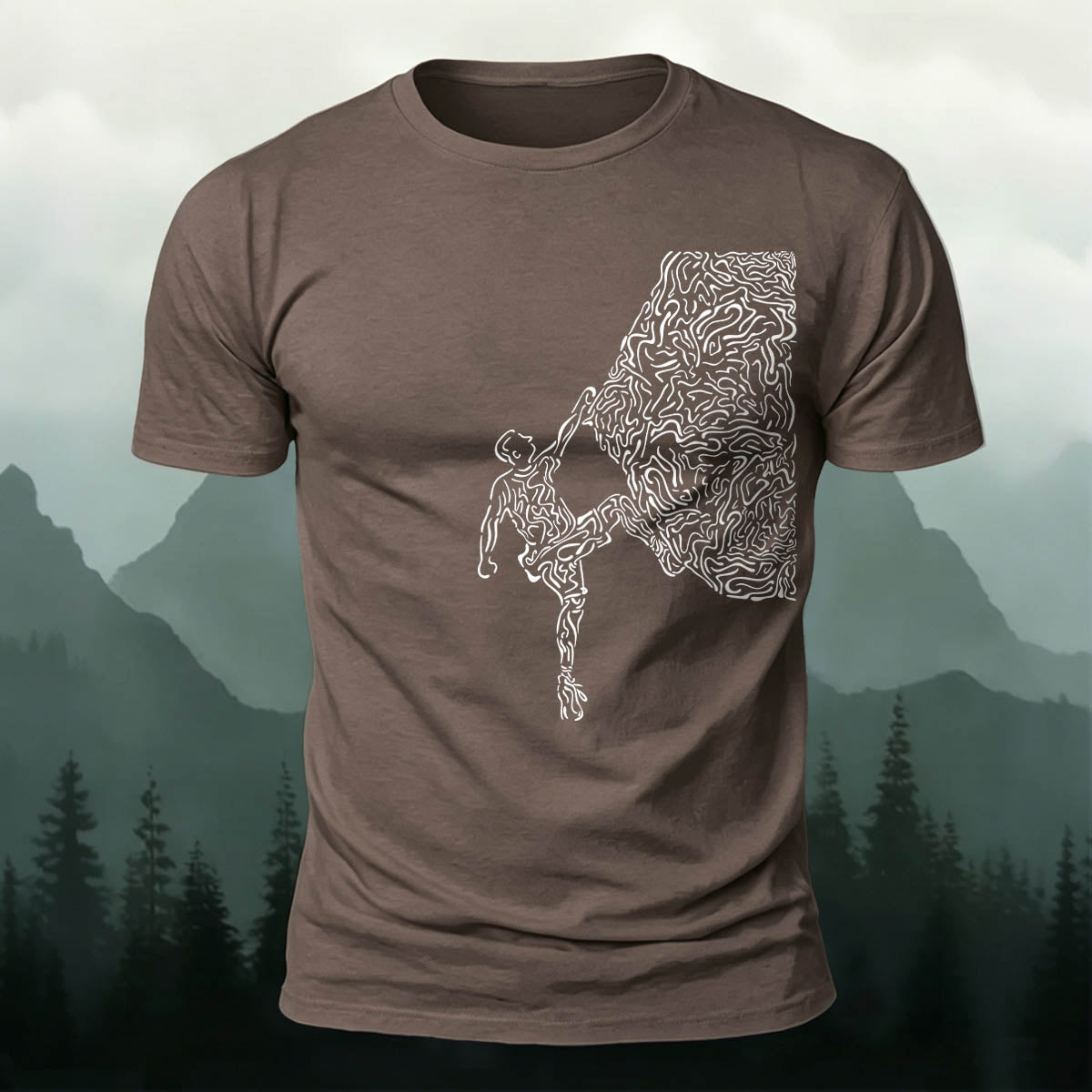 Rock Climbing Artwork Print Casual Cotton T-Shirt